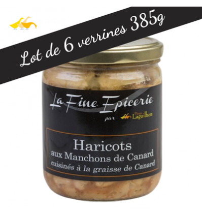 Lot de 6 verrines de Haricots aux manchons de canard cuisinés à la graisse de canard - 385gr